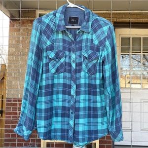 Rails button-up long-sleeve flannel shirt